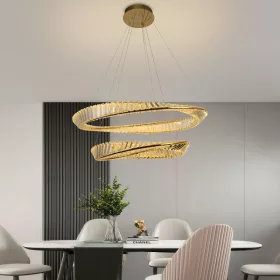 NEDES Aura 90W LED kristály csillár exkluzív arany kivitelben, dimmelhető és színhőmérséklet-szabályozható funkcióval, távirányítóval és Bluetooth mobilapplikációval vezérelhető