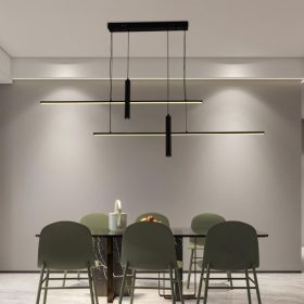 Modern, 70W-os CCT LED függőlámpa távirányítóval és Bluetooth applikációval, szabályozható színhőmérséklettel és fényerővel, étkezőasztal fölé