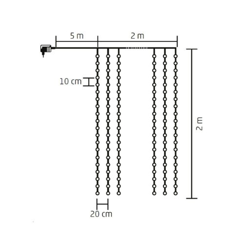 Home KAF 200/DWW DOT LED fényfüggöny 200 meleg fehér LED-del, 2x2m méretben, időzítővel és IP44 kültéri védettséggel.
