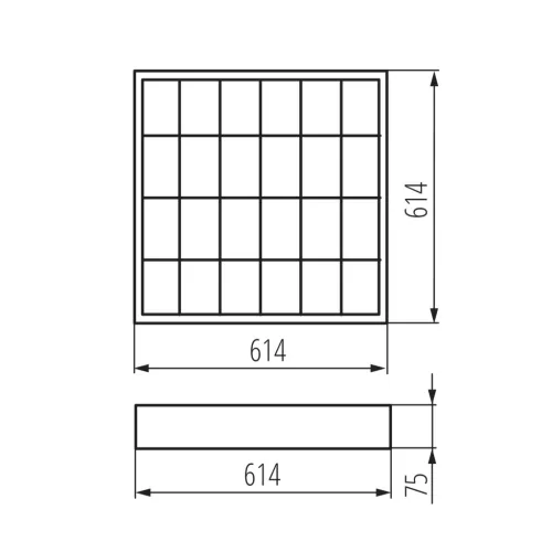 Kanlux NOTUS 60x60 cm-es falon kívüli rácsos lámpatest 4 db LED fénycsőhöz