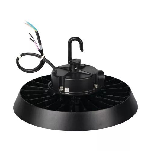 Kanlux HB PRO STRONG 100W-os, 1-10V dimmelhető ipari LED csarnokvilágító (High Bay), fekete robusztus alumínium házzal.