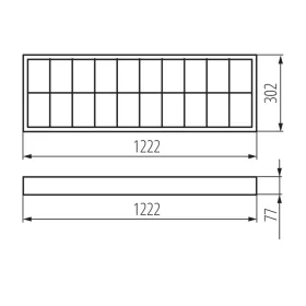 Tükrös armatúra LED fénycsőhöz  2x120cm