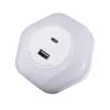Kanlux BOLA éjszakai irányfény alkonykapcsolóval és 2xUSB csatlakozóval, Meleg fehér 0,22W