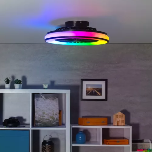 RGB LED ventilátoros lámpa Ø485 mm – PLAVE – távirányítóval és állítható színhőmérséklettel
