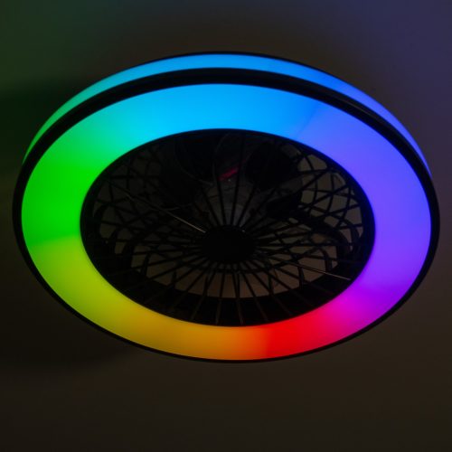RGB LED ventilátoros lámpa Ø485 mm – PLAVE – távirányítóval és állítható színhőmérséklettel