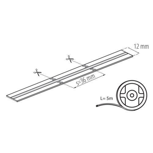 Kanlux LCOB-21W-M24IP65-RGBCCT LED szalag 21W/m teljesítménnyel, RGB és CCT (2700K-6500K) funkcióval, COB technológiával, 24V-os működéssel, IP65 vízálló védettséggel.