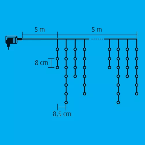 LED-es sziporkázó fényfüggöny 5m 300 LED