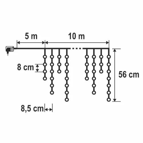 Home KKF600D10M LED-es sziporkázó fényfüggöny 600 db melegfehér DOT LED-del és villogó hidegfehér effekttel, 10 méter széles, IP44 kültéri védettséggel