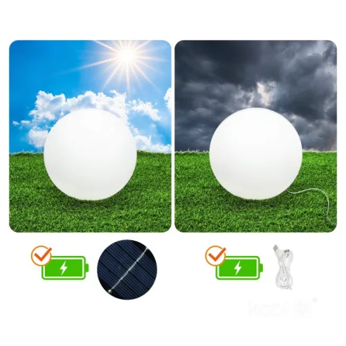 Kobi Garden Ball 30cm-es napelemes LED gömb lámpa, ami a kertben világít RGB és meleg fehér fénnyel