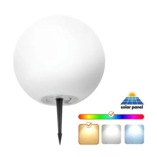 Kobi Garden Ball 30cm-es napelemes LED gömb lámpa, ami a kertben világít RGB és meleg fehér fénnyel