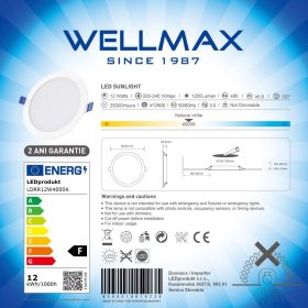 Wellmax LED panel 12W 1200lm SAMSUNG LED 4000K Ø167mm kör