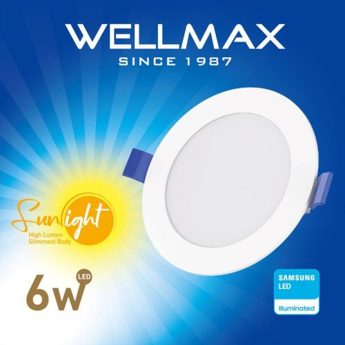 Wellmax LED panel 6W 600lm SAMSUNG LED 4000K Ø117mm kör