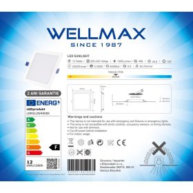   Wellmax LED panel 12W 1200lm SAMSUNG LED 4000K 167mm négyzet