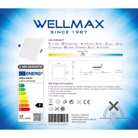   Wellmax LED panel 12W 1200lm SAMSUNG LED 4000K 167mm négyzet