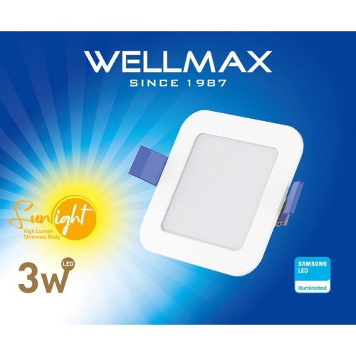 Wellmax LED panel 3W 270lm SAMSUNG LED 4000K 90mm négyzet