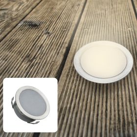 Ø30mm-es süllyeszthető lapos LED padlóvilágítás, IP67 vízálló, járható felületre, meleg fehér fénnyel
