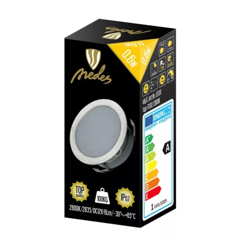 Ø30mm-es süllyeszthető lapos LED padlóvilágítás, IP67 vízálló, járható felületre, meleg fehér fénnyel
