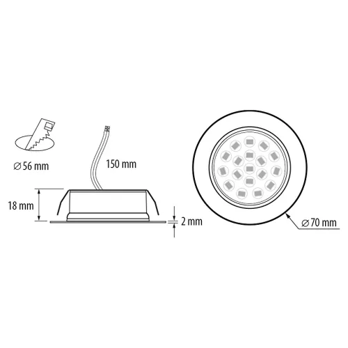 UltraLux 4W beépíthető vízálló LED bútor spotlámpa 220V fekete kerettel
