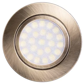 UltraLux 4W beépíthető vízálló LED bútor spotlámpa 220V szatén sárgaréz kerettel