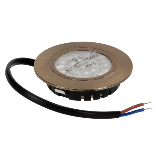 UltraLux 4W beépíthető vízálló LED bútor spotlámpa 220V szatén sárgaréz kerettel