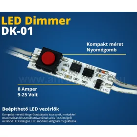 Nyomógombos dimmer LED profilba 8A 12/24V