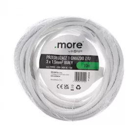   Földelt lengő hosszabbító 10 méter 1 aljzat 3x1.5mm 230V, Max. 2500W, 16A, fehér