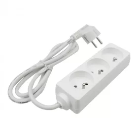   Hálózati elosztó, hosszabbító 3 aljzattal 3x1.0mm 1.5 méter kábel, 230V, Max. 3000W, 13A IP20 – fehér