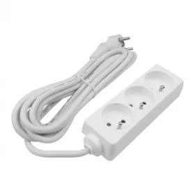   Hálózati elosztó, hosszabbító 3 aljzattal 3x1.5mm 3 méter kábel, 230V, Max. 3000W, 13A IP20 – fehér