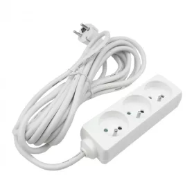   Hálózati elosztó, hosszabbító 3 aljzattal 3x1.5mm 5 méter kábel, 230V, Max. 3680W, 16A IP20 – fehér