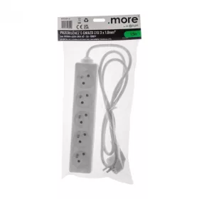   Hálózati elosztó, hosszabbító 5 aljzattal 3x1.0mm 1.5 méter kábel, 230V, Max. 3000W, 13A IP20 – fehér