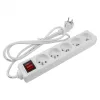 Kapcsolós hálózati elosztó, hosszabbító 5 aljzattal 3x1.0mm 1.5 méter kábel, 230V, Max. 3000W, 13A IP20 – fehér