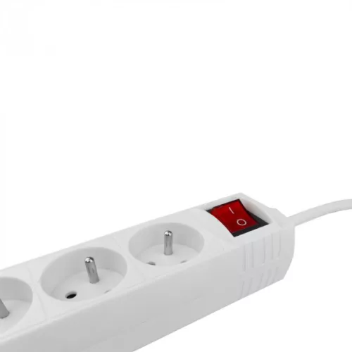 Kapcsolós hálózati elosztó, hosszabbító 5 aljzattal 3x1.5mm 3 méter kábel, 230V, Max. 3680W, 16A IP20 – fehér