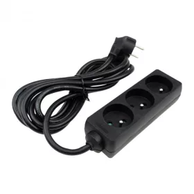   Hálózati elosztó, hosszabbító 3 aljzattal 3x1.5mm 3 méter kábel, 230V, Max. 3000W, 13A IP20 – fekete