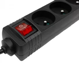  Kapcsolós hálózati elosztó, hosszabbító 3 aljzattal 3x1.5mm 3 méter kábel, 230V, Max. 3680W, 16A IP20 – fekete