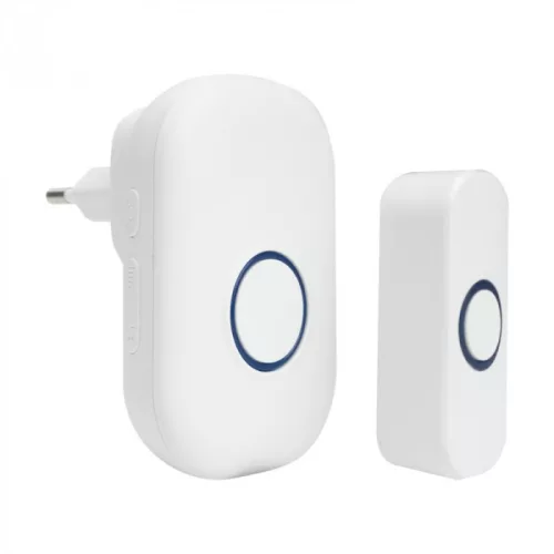 Ecolight BIM-01 fehér vezeték nélküli konnektoros ajtócsengő és nyomógomb
