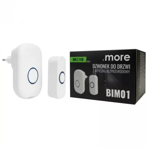 Ecolight BIM-01 fehér vezeték nélküli konnektoros ajtócsengő és nyomógomb