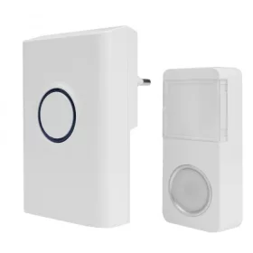 Ecolight BIM-02 fehér vezeték nélküli konnektoros ajtócsengő névjegytartós nyomógombbal
