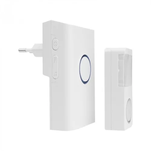 Ecolight BIM-02 fehér vezeték nélküli konnektoros ajtócsengő névjegytartós nyomógombbal