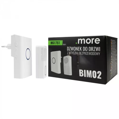 Ecolight BIM-02 fehér vezeték nélküli konnektoros ajtócsengő névjegytartós nyomógombbal