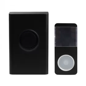 Ecolight BIM-02 fekete vezeték nélküli konnektoros ajtócsengő névjegytartós nyomógombbal