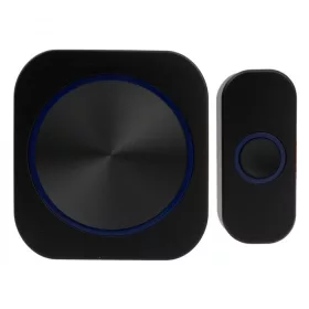 Ecolight BAM-02 fekete, hordozható vezeték nélküli elemes ajtócsengő és nyomógomb