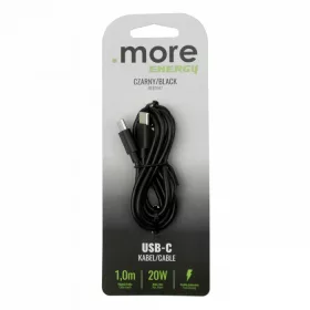 1 méter hosszú fekete USB-C gyorstöltő és adatátviteli kábel 20W teljesítménnyel