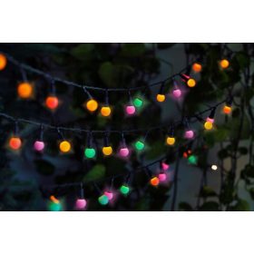 Színes LED szolár napelemes dekor lampion 7,9m 50db LED