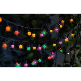 Színes LED szolár napelemes dekor lampion 7,9m 50db LED