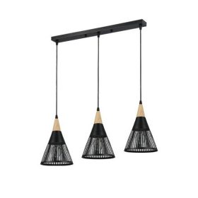 HIRA fa/acél rácsos függesztett lámpa együttes 3xE27