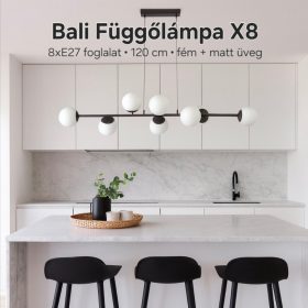 BALI mennyezeti dizájn csillár fekete 8XE27 foglalat