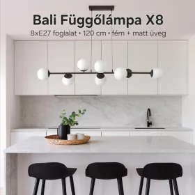 BALI mennyezeti dizájn csillár fekete 8XE27 foglalat