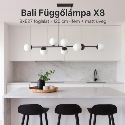 BALI mennyezeti dizájn csillár fekete 8XE27 foglalat