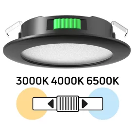 UltraLux 4W beépíthető vízálló LED bútor spotlámpa 12V állítható CCT színhőmérséklettel, Fekete kerettel