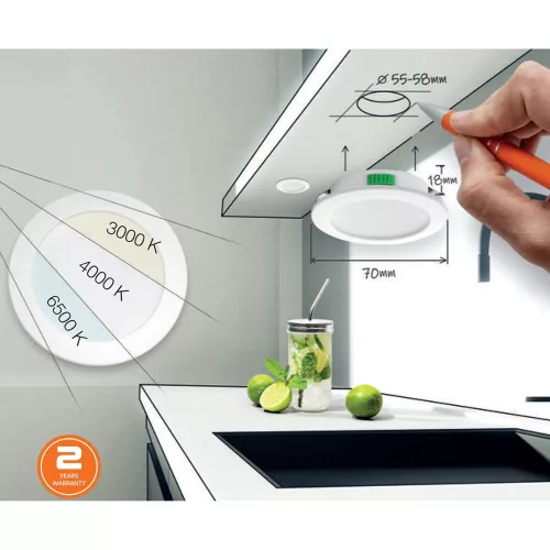 UltraLux 4W beépíthető vízálló LED bútor spotlámpa 12V állítható CCT színhőmérséklettel